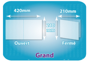 Dépliants / Plaquettes ouvert 420x210mm - fermé 210x210mm carré plié 1 pli type de pliage Dépliants / Plaquettes ouvert 420x210mm - fermé 210x210mm carré plié 1 pli type de pliage
